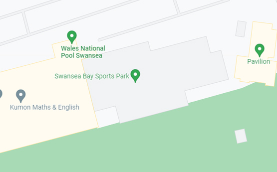 Map showing location of Swansea Bay Sports Park