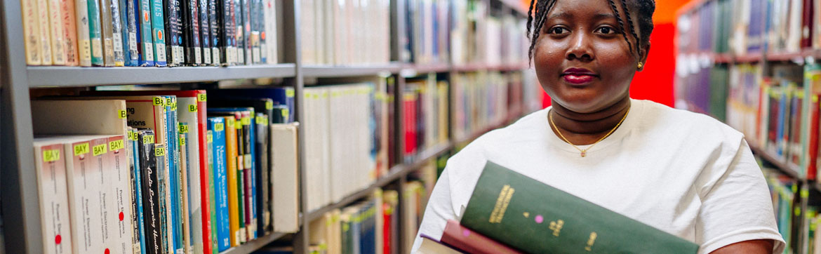 postgraduate student in the library
