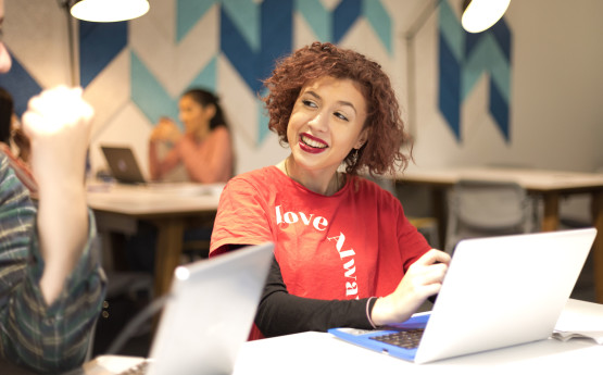 student at laptop