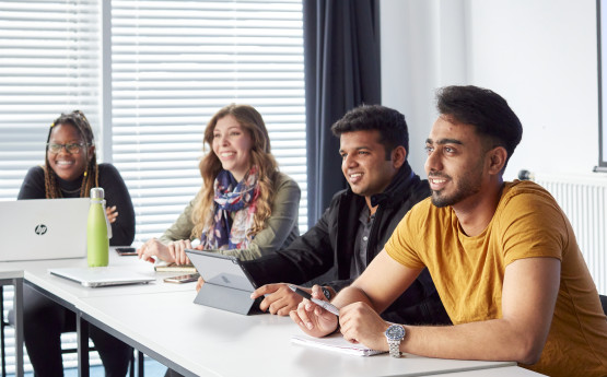 students at table