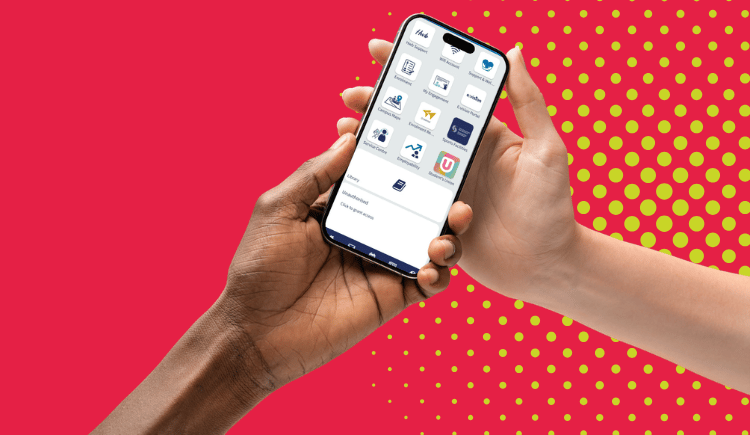 Mobile phone, red background