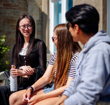 Students talking outside on Singleton Campus