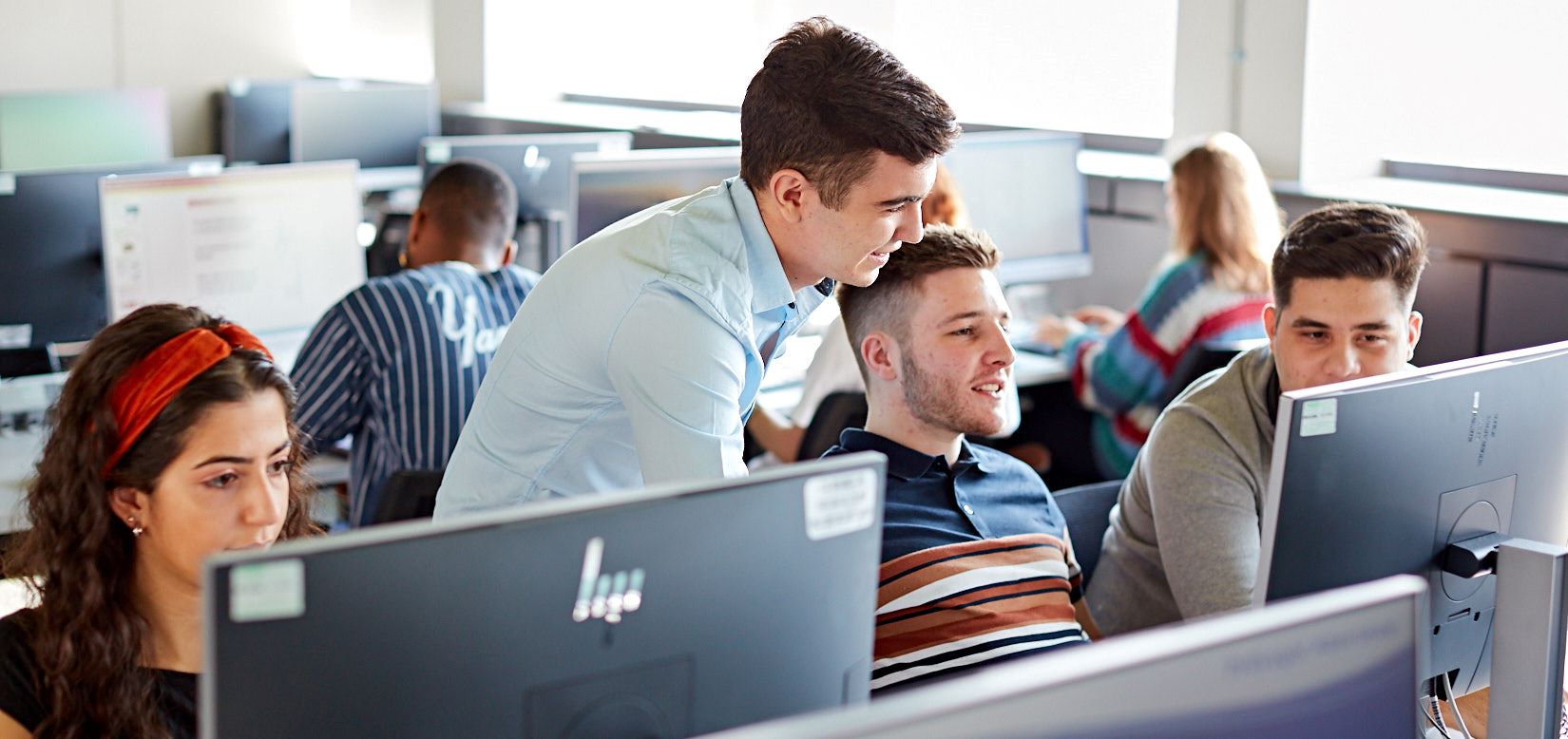 students at a computer