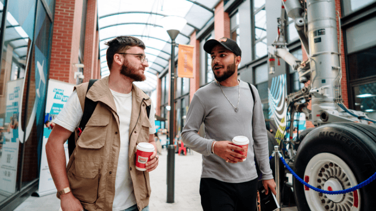 Students walking through Engineering Central